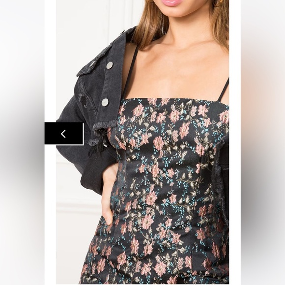 Superdown Macey Mini Dress Pink Floral Embroidered Size XXS Y2K Jacquard - Picture 5 of 11